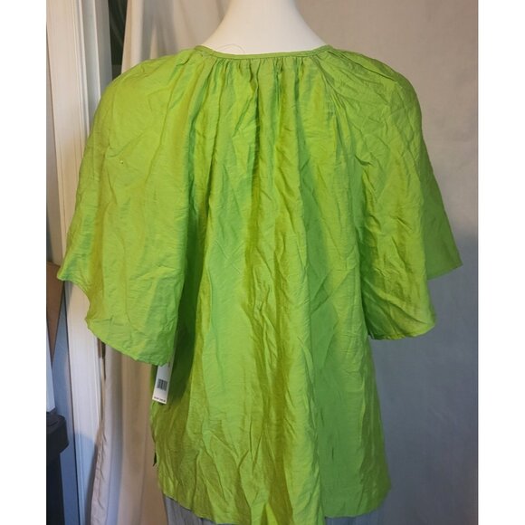 Counterparts Peasant Blouse Green Size Large Button Down Short Sleeve NWT - Picture 5 of 7